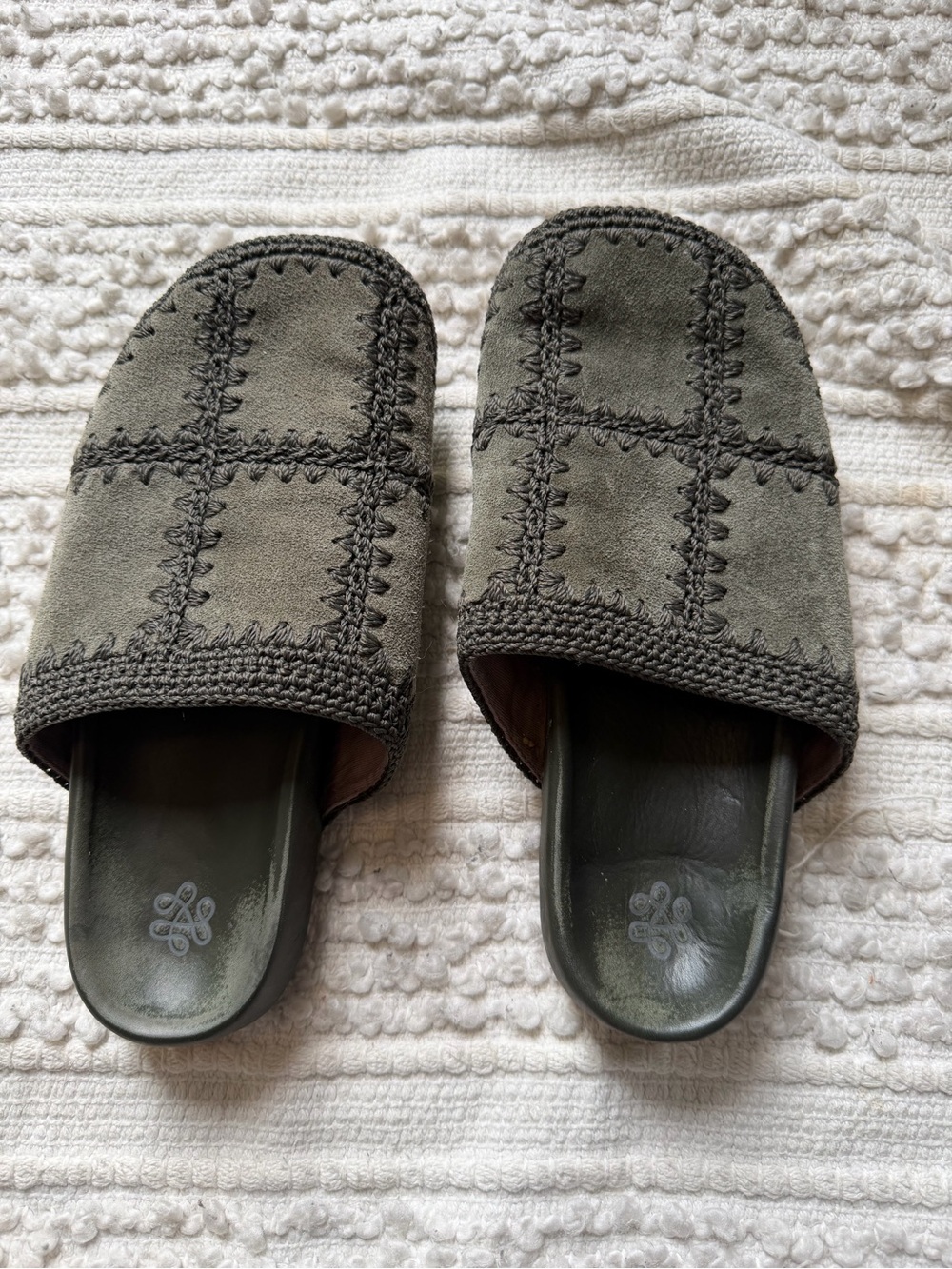 The Sak army green clogs